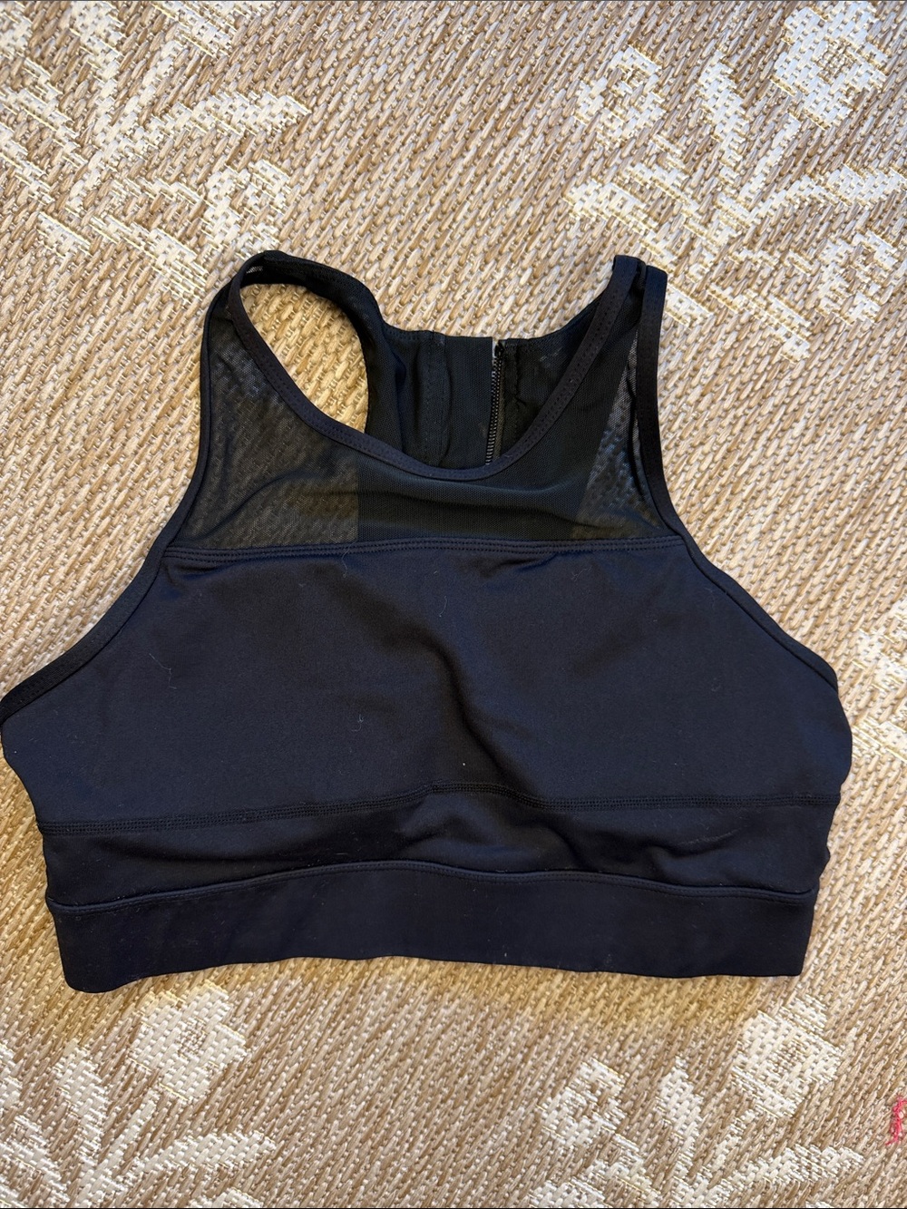 Zyia Black High-Neck Mesh-Panel Sports Bra